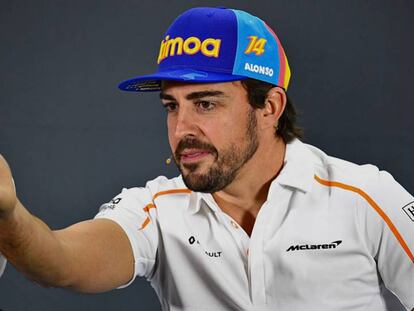 Fernando Alonso, en la rueda de prensa de su despedida.