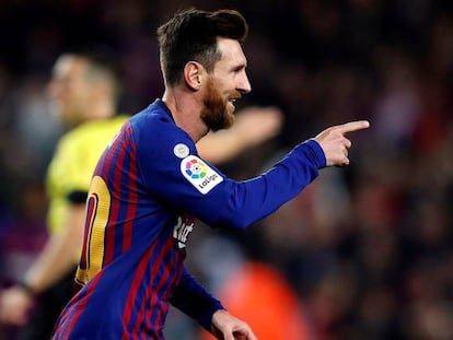 Messi celebra un gol en el último Barcelona-Celta que se disputó en el Camp Nou. En vídeo, declaraciones del entrenador del F.C. Barcelona, Ernesto Valverde.