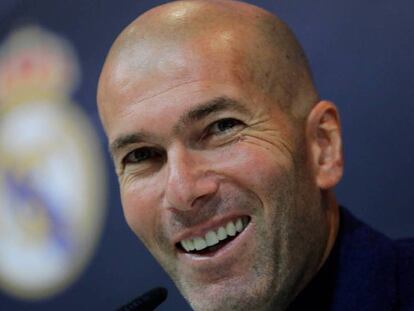 Zinedine Zidane, en una rueda de prensa con el Real Madrid.
