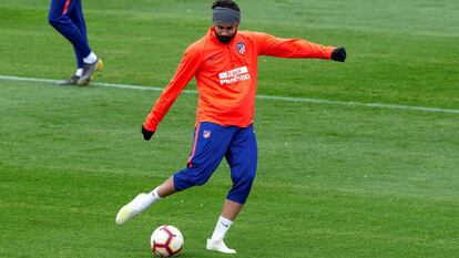 Diego Costa, este viernes en un entrenamiento en Majadahonda con el Atlético de Madrid.