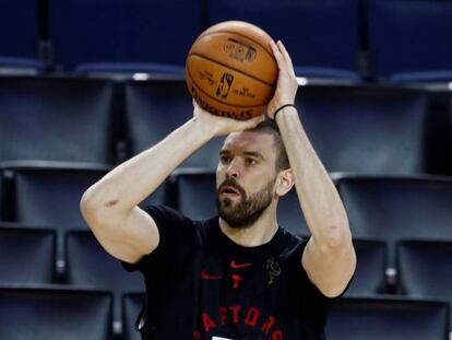 Marc Gasol, en un entrenamiento con Toronto. En vídeo, declaraciones del jugador y sus compañeros tras ganar la final de la NBA.