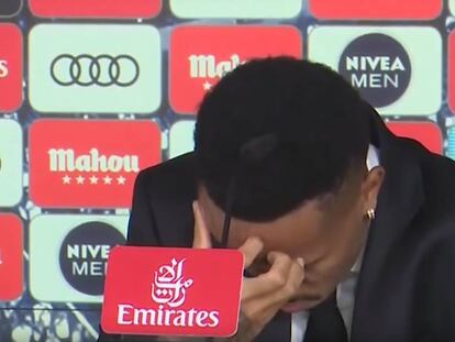 Militao, sintiéndose indispuesto en la sala de prensa.