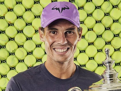 Nadal posa con el trofeo de campeón, el domingo en Nueva York. En vídeo, declaraciones de Nadal en 'El Larguero'.