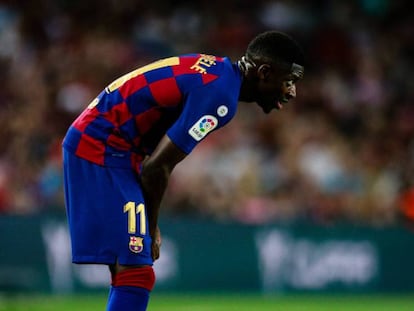 Dembélé, durante el duelo ante el Villarreal.