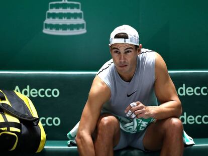 En vídeo, Nadal, durante un entrenamiento en la central de la Caja Mágica.