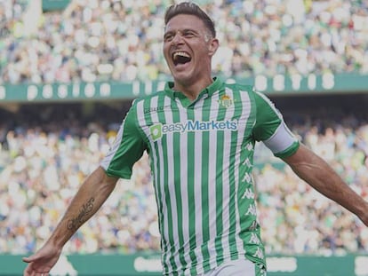 Joaquín celebra el tercer gol ante el Athletic. En vídeo, declaraciones del jugador tras el partido.