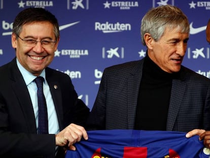 Presentación de Quique Setién como nuevo entrenador del FC Barcelona. En vídeo, el videoanálisis de Ramon Besa.