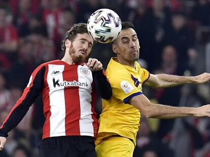 Muniain y Busquets saltan por el balón. En vídeo, declaraciones de Setién tras el partido.