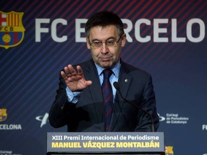 El presidente del FC Barcelona, Josep Maria Bartomeu, en una imagen de archivo. En vídeo, el Barça contrató a una empresa para atacar a los críticos a Bartomeu.