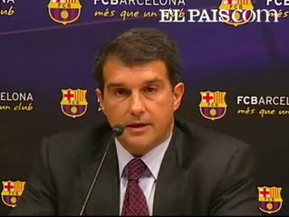 El presidente del Barça, Joan Laporta, ha comparecido hoy ante los medios, un día después de que Oriol Giralt presentara 9.473 firmas contra la junta directiva del club, que obligarán a convocar un referéndum.
