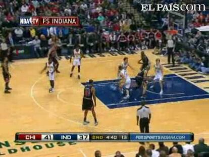 La defensa de los Bulls frena a Indiana y Rose pone la puntilla. Los Pacers se quedaron en un 33% de acierto en el tiro de campo ante la intensidad defensiva de los de Chicago, en los que volvió a destacar Derrick Rose (29 puntos y 10 rebotes). <strong><a href="http://www.elpais.com/buscar/nba/videos">Vídeos de la NBA</a></strong>