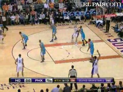 El pívot polaco Marcin Gortat sigue creciendo como sexto jugador y con 25 puntos, su mejor marca como profesional, encabezó el ataque eficaz de los Suns de Phoenix que vencieron por 104-102 a los Hornets. <strong><a href="http://www.elpais.com/buscar/nba/videos">Vídeos de la NBA</a></strong>