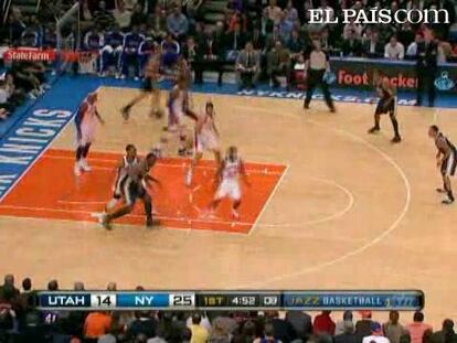El sonado fichaje de los Knicks consiguió 34 puntos frente a Utah, que perdió en el Madison Square Garden por 131-109. Stoudemire, con 31 puntos, y Douglas, con 20, también lograron una buena actuación. <strong><a href="http://www.elpais.com/buscar/nba/videos">Vídeos de la NBA</a></strong>