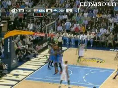 Kevin Durant destacó con 32 puntos y 9 rebotes y los Thunder acabaron tumbando a los Nuggets.<strong><a href="http://www.elpais.com/buscar/nba/videos">Vídeos de la NBA</a></strong> 