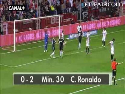 El Madrid arrolla al Sevilla con cuatro goles del portugués y evita la posibilidad de un alirón hoy del Barça.<strong><a href="http://www.elpais.com/buscar/liga-bbva/videos">Vídeos de la Liga BBVA</a></strong>