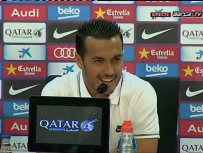 Pedro en su despedida del FC Barcelona