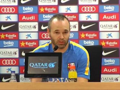 Iniesta en rueda de prensa.