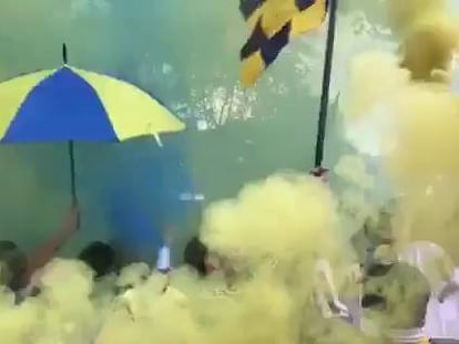 La fiesta de los hinchas de Boca en Sevilla.