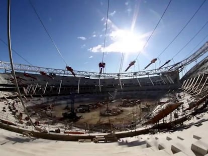 Así se construye la cubierta del Wanda Metropolitano