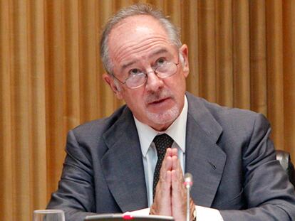 El expresidente de Bankia, Rodrigo Rato, durante su comparecencia en la Comisión de Economía del Congreso.