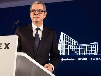 Pablo Isla, presidente de Zara, durante la presentación de resultados de la compañía.