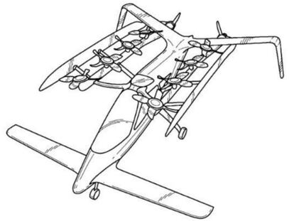 Uno de los modelos de coche volador patentado por Zee.Aero en 2013.