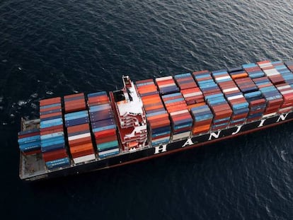 Un barco de Hanjin la semana pasada frente a las costas de California, EE UU.