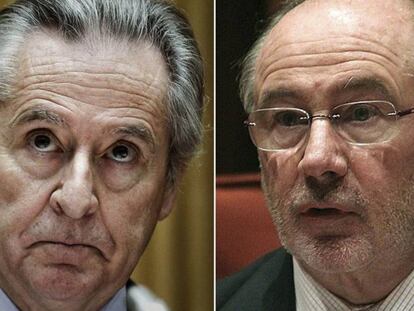 Combo de fotografías de archivo de los expresidentes de Caja Madrid Miguel Blesa (i) y Rodrigo Rato (d). EFE/Archivo EFE