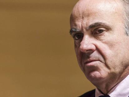 Luis de Guindos en la reunión de hoy del Eurogrupo