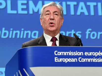 Karmenu Vella, comisario de Medio Ambiente, este lunes en Bruselas.