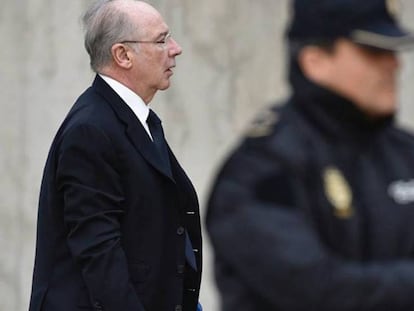 El expresidente de Caja Madrid Rodrigo Rato a su llegada a la Audiencia Nacional en San Fernando de Henares.