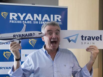 El consejero delegado, Michael O'Leary, durante la rueda de prensa.