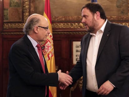 Montoro i Junqueras, l'any passat a Madrid. / Vídeo: Rajoy parla de l'economia catalana.