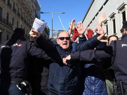 Manifestación para reclamar "pensiones dignas", este jueves en Madrid.