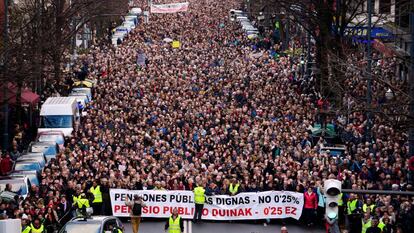 Manifestación que se celebró en Bilbao para pedir mejores en las pensiones.