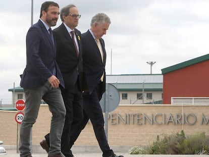 El presidente de Cataluña, Quim Torra (c), visita a los exconsejeros en la cárcel de Estremera.