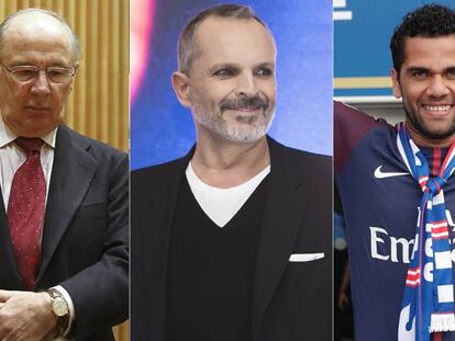 El expresidente de Bankia Rodrigo Rato, el atista Miguel Bosé y el futbolista