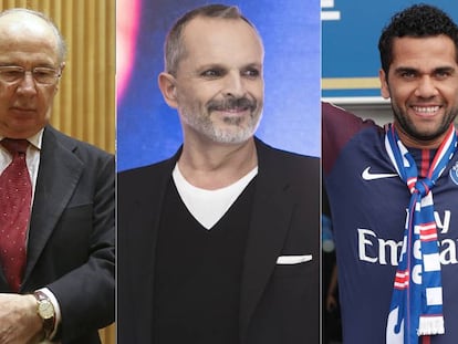 El expresidente de Bankia Rodrigo Rato, el atista Miguel Bosé y el futbolista