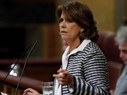 La ministra de Justicia, Dolores Delgado, durante su intervención este miércoles en el Congreso.