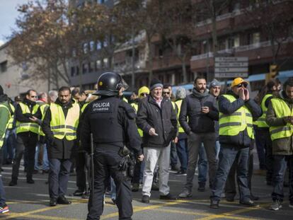 Huelga de taxistas, este martes en Barcelona.