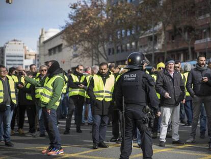 Huelga de taxistas, este martes en Barcelona.