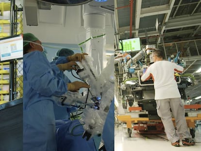 Tres entornos laborales robotizados: la empresa Amazon (El Prat de Llobregat, Barcelona), un quirófano del Hospital Clínico San Carlos (Madrid) y la fábrica de SEAT (Martorell, Barcelona).
