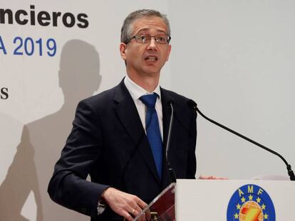 En vídeo, el gobernador del Banco de España, Pablo Hernández de Cos, en la conferencia anual de la Asociación de Mercados Financieros.