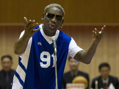 Rodman, durante el show.