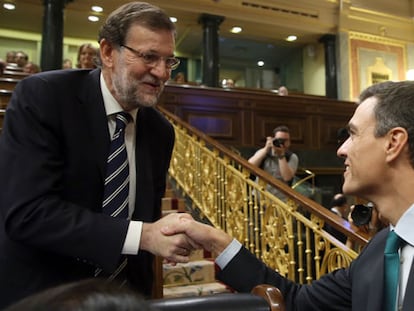 Rajoy y Sánchez en el Congreso.