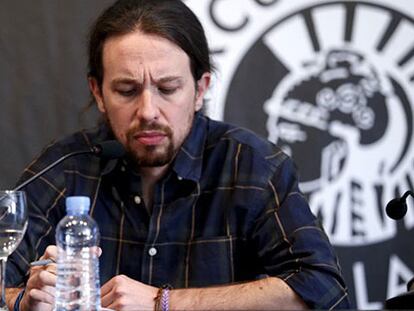 Pablo Iglesias con gesto preocupado este jueves tras aceptar la dimisión de Monedero.