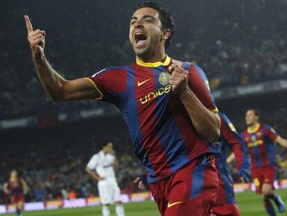 Xavi, durante un partido del Barça