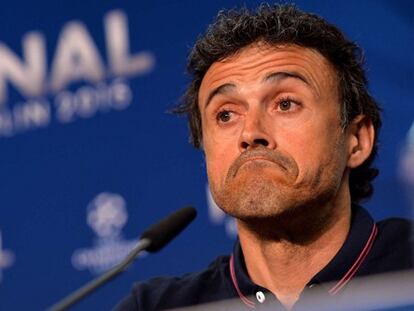 El entrenador del Barcelona, Luis Enrique, en la rueda de prensa previa a la final de Champions contra la Juve.