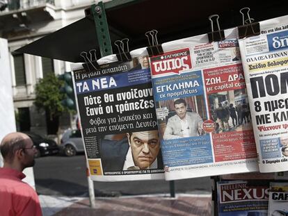 Primeras páginas de la prensa griega este lunes.