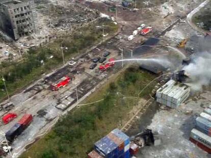 La televisión china muestra imágenes aéreas de la devastación en Tianjin